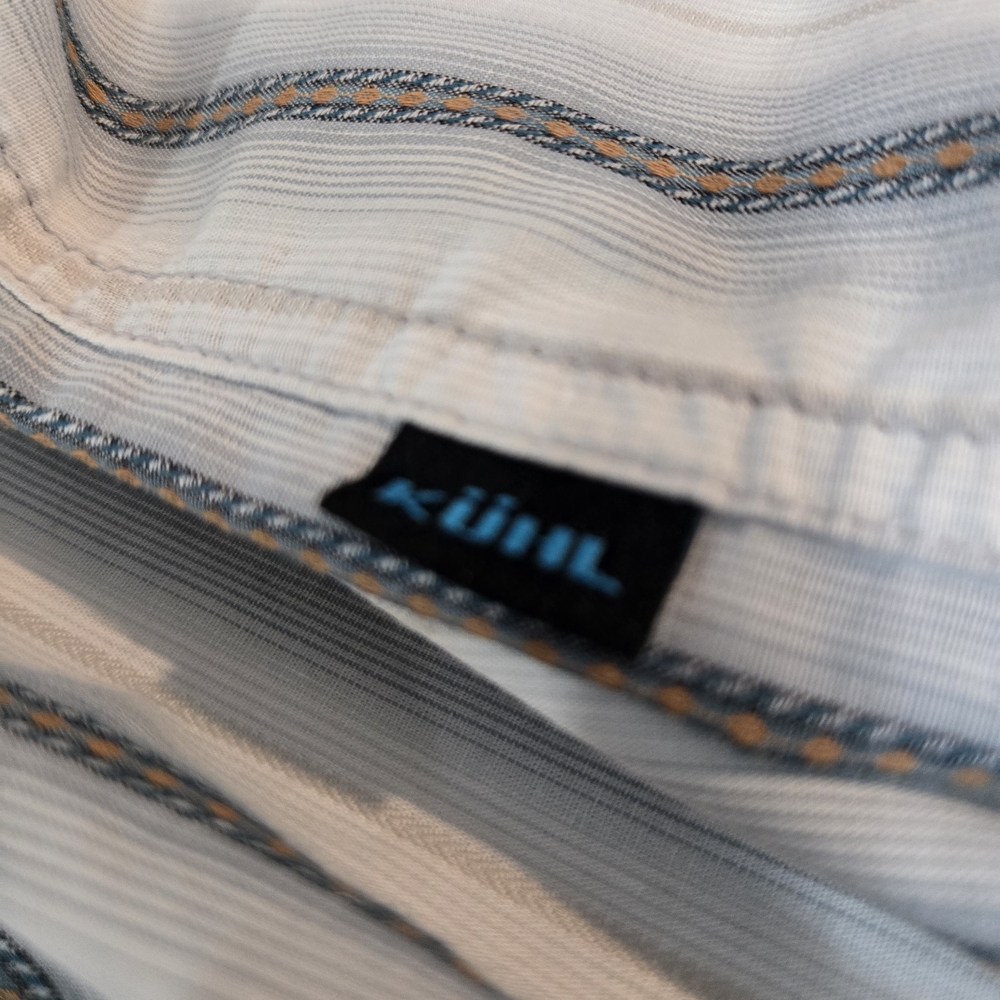 Kuhl Blue and Gray Striped Button-Down Shortsleeve Size Lg‎ Outdoor - Picture 9 of 11